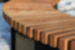 outdoor solid wood bench in slatted style