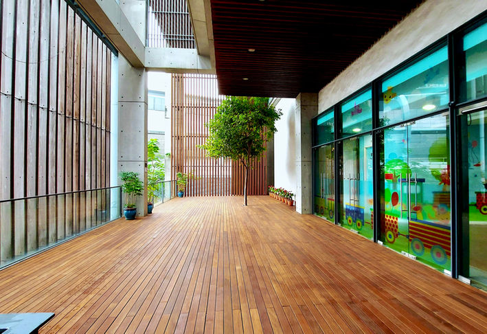 Ipe wood deck at public library