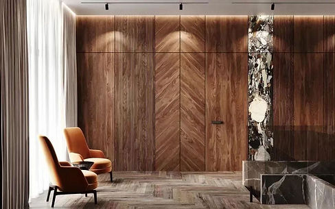 Herringbone chevron wood feature wall