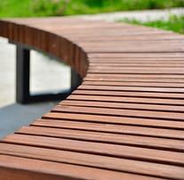 slatted bench made with natural solid wood
