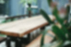 Natural wood slab dining table set