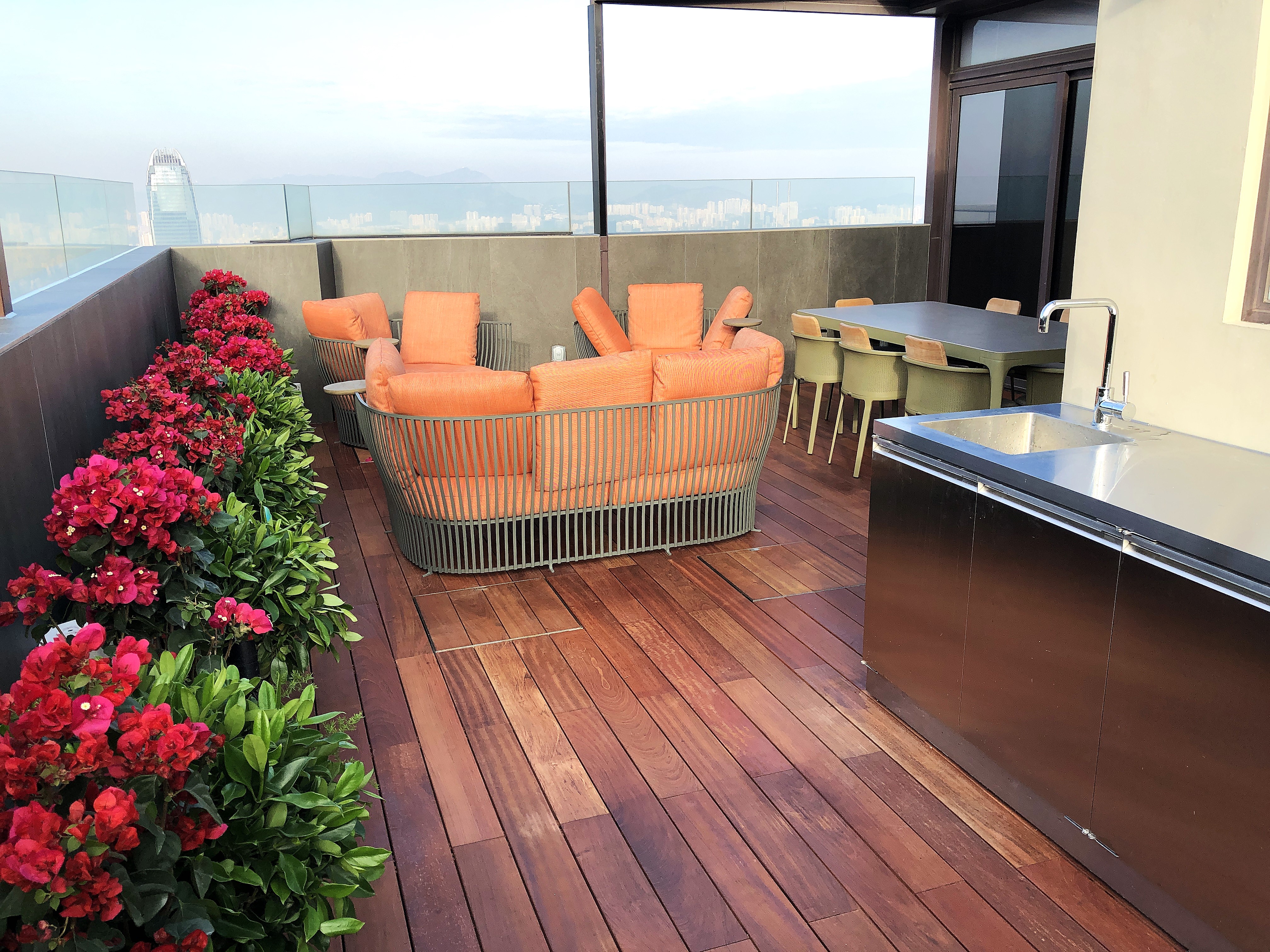 Rooftop garden wood deck