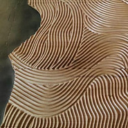 Embossed curved wooden feature wall