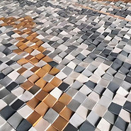 Coloured wood block wall