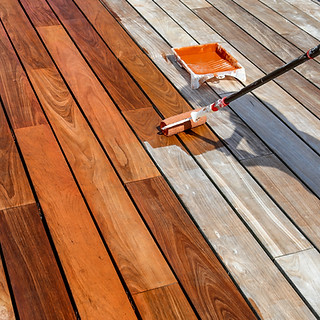 Outdoor wood deck coating maintenance