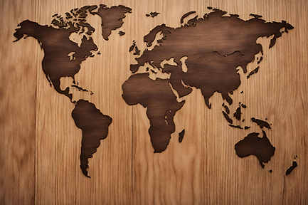 wooden world map