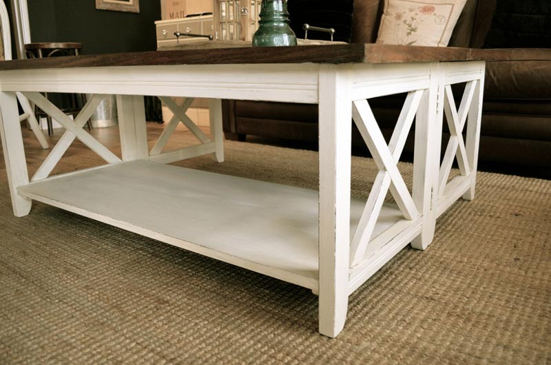 rustic white wood coffee table